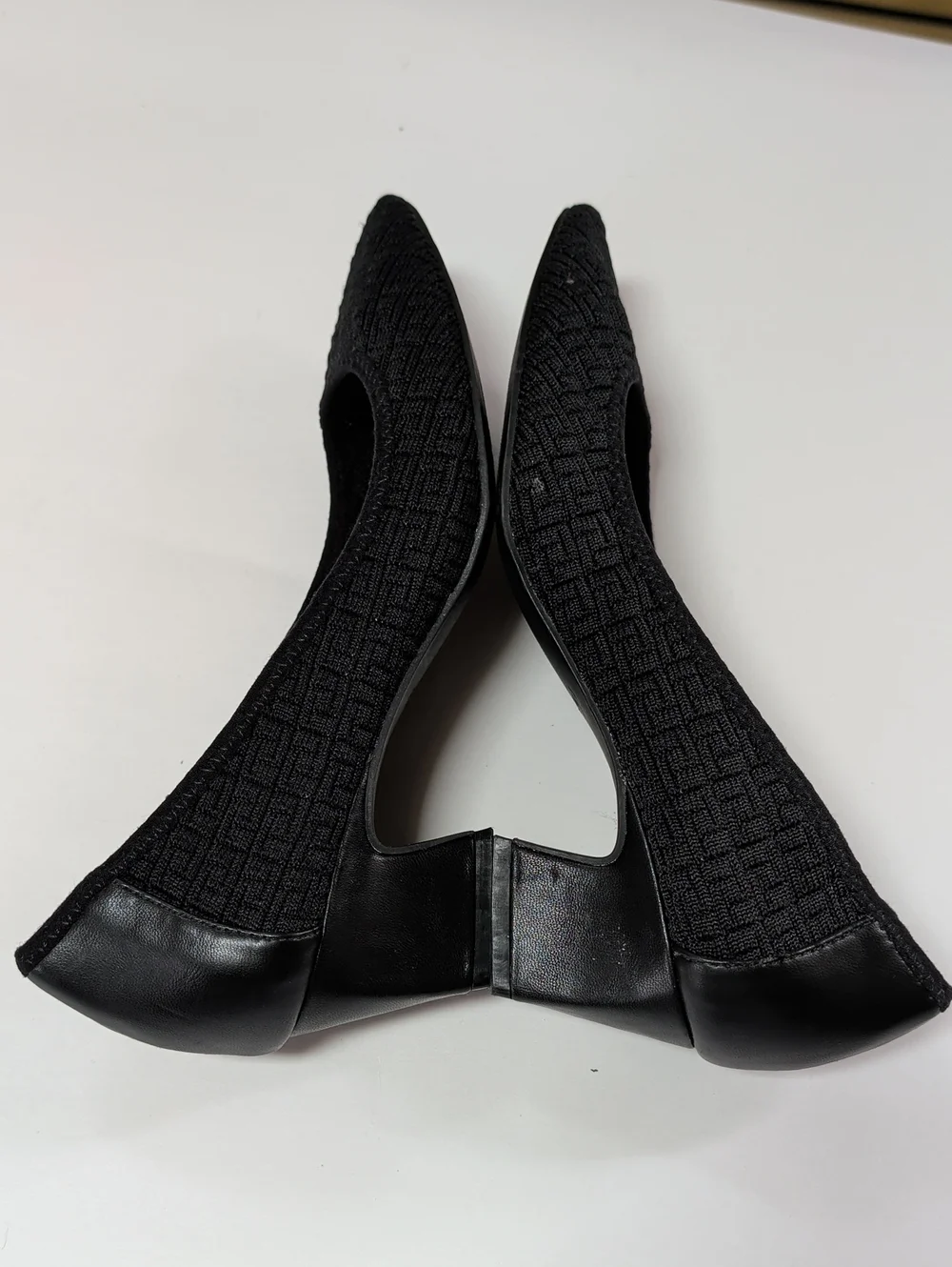 Adrienne Vittadini, Faro, Black Knit Block Heels. Size 9
